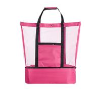 Hellery Borsa Da Spiaggia in Rete Da Donna con Manico per Snack, Zaino in Spalla, Festa, Viaggio Estivo, Rosa Rossa