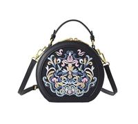 Hellery Borsa Donna Elegante Borsa a Mano Borsa a Tracolla Pochette con Ricami Floreali in PU Pelle Adatta per Eventi Serali Viaggi Appuntamenti Uso Quotidiano, Nero