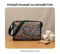 Hellery Borsetta Tracolla Tela Ricamata Donna Borsa a Spalla Pochette Borsello Telefono Portafoglio Stile Leggera con Tre Tasche a Scomparto Centrale Adatta a, Fiore Dei Soldi