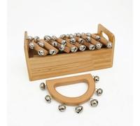 Hellery Campanella per Bambini Campanella a Mano Strumento a Percussione Sonaglio Rattle Supporto con Metallo Manico Comodo in, Sette Campanelle A Mano A Mezzaluna + Scatola Di Legno