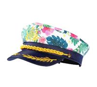 Hellery Cappello da Marinaio con Visiera Casual | Nautico, Cappello da, Strutturato, Berretto, per Feste a Tema, Stampa Bianca