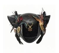 Hellery Cappello da Spettacolo Sul Palco Cappello Pirata Tricornio Cappello Storico Copricapo Costume Accessorio in Finta Pelle Stile Classico con, Nero, size to 2