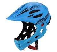 Hellery Casco da Bici con Mentoniera Leggero Casco con Mentoniera Regolabile per Ragazzi, Pattinaggio, Nero
