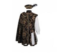 Hellery Costume con | Motivo Barocco Dorato, Maniche Lunghe Bianche, Abbigliamento, per Rievocazioni Storiche