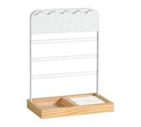 Hellery Espositore per Gioielli, Organizer Creativo, Multifunzionale E Portatile in Ferro E Legno, dal Design Decorativo, Adatto per Camera da Letto, Casa E a, Bianco