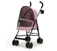 Hellery Foldable Carrier Carrozzina Passeggino per Animali Cani Gatti Trasportino Carrello Ripiegabile Traspirante Confortevole Struttura Resistente Ruote, Array, Rosa