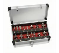 Hellery Frese per Legno Kit Frese Cianfrinare Smussare Rifinire con Teste in E Gambo 635 Mm in Custodia Alluminio con Chiusura E Alloggiamenti Adatte per Artigiani Lavori Casa Banco Officina