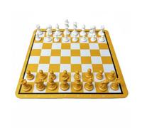 Hellery Gioco Degli Scacchi Scacchiera con Pedine Set da Tavolo Realizzato in Materiale Durevole Tappetino Portatile Arrotolabile Adatto a Scuola Viaggi Casa Celebrazioni, Giallo+Bianco