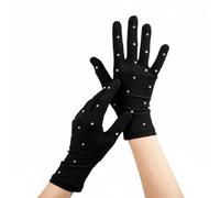 Hellery Guanti Pattinaggio Artistico con Applicazioni di Cristalli Tessuto Elastico Modellante Comfort Termico E Resistenza All’acqua Materiali Nylon E, Black, L