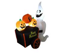 Hellery Inflatable Halloween Yard Display con Fantasma con Carretto di Zucca con Luci LED Integrate con Incorporata in Tessuto Impermeabile atto per Decorazione Esterna Autunnale