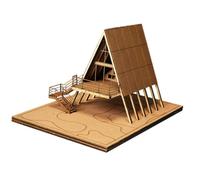 Hellery Kit di Modelli in Legno per Case, Mini Edifici, Fai Da Te, Pittura, Modellismo, Giocattolo Educativo, Puzzle 3D, Kit per Modellismo Ferroviario, con Terra