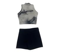 Hellery Maglietta Senza Maniche in 1/ Pantaloncini, Set di Pantaloncini Base, Mini Top Estivi Realistici per Action Figure Femminili da 12", Nero