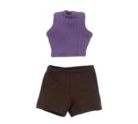 Hellery Maglietta Senza Maniche in 1/ Pantaloncini, Set di Pantaloncini Base, Mini Top Estivi Realistici per Action Figure Femminili da 12", Marrone