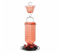 Hellery Mangiatoia per Colibrì Dotata di Ampia Apertura Superiore Posatoio per Più Uccelli Beccucci Ornamentali Funzione Anti-insetti Adatta per Cortile Terrazza Giardino, Rosso