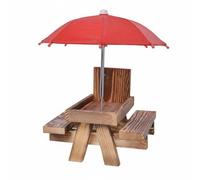 Hellery Mangiatoia per Uccelli Mangiatoia da Cortile Tavolo per Uccelli con Ombrellino Parasole in Legno Anti Intemperie Adatta a Giardino Terrazzo Cortile, Marrone Chiaro, Con Ombrello