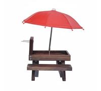 Hellery Mangiatoia per Uccelli Mangiatoia da Cortile Tavolo per Uccelli con Ombrellino Parasole in Legno Anti Intemperie Adatta a Giardino Terrazzo Cortile, Marrone Scuro, Con Ombrellone