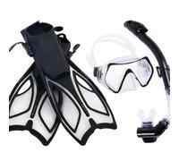 Hellery Maschera Subacquea con Attrezzatura Snorkeling Vetro Temperato Resistente Agli Urti Snorkel a Secco con Chiusura Automatica E Leggere Regolabili, Nero, M
