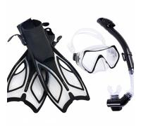 Hellery Maschera Subacquea con Attrezzatura Snorkeling Vetro Temperato Resistente Agli Urti Snorkel a Secco con Chiusura Automatica E Leggere Regolabili, Nero, L