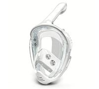 Hellery Maschera Subacquea Integrale Snorkeling Maschera Viso Intero Occhiali Immersione Boccaglio a Secco Lenti in PC a Ampia Guarnizione in Silicone, Bianco, M