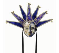 Hellery Maschera Veneziana con Corona Maschera da Carnevale Maschera Spettacolo Maschera Viso Completo Elmo Scenico Sette Punte Bordi Dorati Disegni Note