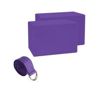 Hellery Mattoncini Mind-Body con Cinghia Antiscivolo Kit Blocchi Mind-Body e Cinghia Leggero Set di Mattoncini da Pilates per Principianti, Casa, Palestra, Viola