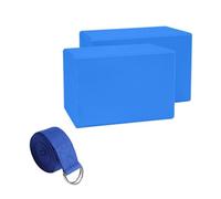 Hellery Mattoncini Mind-Body con Cinghia Antiscivolo Kit Blocchi Mind-Body e Cinghia Leggero Set di Mattoncini da Pilates per Principianti, Casa, Palestra, Blu