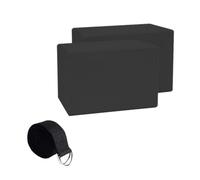 Hellery Mattoncini Mind-Body con Cinghia Antiscivolo Kit Blocchi Mind-Body e Cinghia Leggero Set di Mattoncini da Pilates per Principianti, Casa, Palestra, Nero