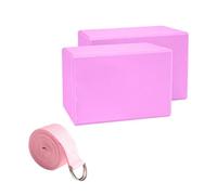 Hellery Mattoncini Mind-Body con Cinghia Antiscivolo Kit Blocchi Mind-Body e Cinghia Leggero Set di Mattoncini da Pilates per Principianti, Casa, Palestra, Rosa