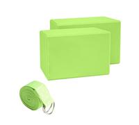 Hellery Mattoncini Mind-Body con Cinghia Antiscivolo Kit Blocchi Mind-Body e Cinghia Leggero Set di Mattoncini da Pilates per Principianti, Casa, Palestra, Verde