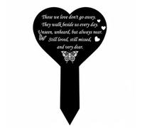 Hellery Memorial Marker Lapide Stele in Acrilico Impermeabile con Stampa Chiara E Punta per Installazione Senza Attrezzi Adatta, Nero con Cuore E Farfalle Those We Love Don T Go Away...