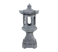 Hellery Ornamento a Lanterna Pagoda con Lanterne Solari Artigianali, Arte da Giardino, Statua da Giardino a Pagoda in Resina per Balcone, Terrazzo, P, 11x11x32cm