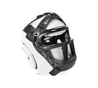 Hellery Paratesta con Visiera a Rete Integrale Casco con Griglia Imbottito Casco da Pugilato per Combattimento, Bianco, S