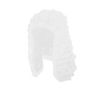 Hellery Parrucca Sintetica Riccia Classica per Giudice Avvocato Costume Storica Fibra Sintetica Modellabile °C con Rete Regolabile, Bianco
