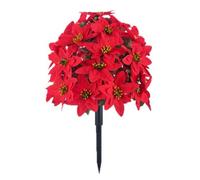 Hellery Pianta Natalizia Finta con Picchetto | Petali Rossi Artificiali, da Esterno, per Giardino, Balcone