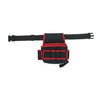 Hellery Portautensili Professionale Cintura Attrezzi Borsa Portaoggetti Tasca Multi Scomparti Tessuto Oxford Impermeabile Regolabile Adatta a Elettricisti, Nero+Rosso