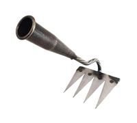 Hellery Rastrello da Giardino Rastrello per Sradicare Zappa Attrezzo Manuale per Lavorazione Robusto in Acciaio al Manganese Adatto per Colture Orto Prato Gia, 4 Denti