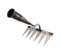 Hellery Rastrello da Giardino Rastrello per Sradicare Zappa Attrezzo Manuale per Lavorazione Robusto in Acciaio al Manganese Adatto per Colture Orto Prato Gia, 6 Denti