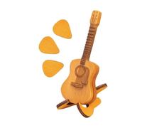 Hellery Scatola per plettri per chitarra in legno con supporto, 3 plettri unici, mini scatola per chitarristi, musicisti, custodia per plettro incisa