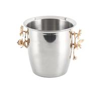 Hellery Secchiello in Acciaio Inox Secchiello Lucido Portabottiglie per Ristorante, Secchiello Per Ghiaccio Con Manici A Forma Di Fiore Di Prugna Dorati