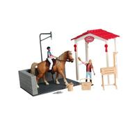 Hellery Set di Miniature di Animali Da Fattoria Dipinte a Mano, con Scene Realistiche Ed Educative, Ideale Come Regalo O per Decorare Dei Bambini , Scena di Lavaggio Del Cavallo