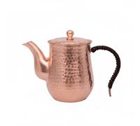 Hellery Teiera in Rame Puro Martellato con Beccuccio Filtro in Rame Integrato Presa Comoda Anticalore Elegante Adatta a Uso Quotidiano Sala da Tè Casa Regalo, Bocca Curva
