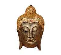 Hellery Testa di Buddha in Legno di Teak Intagliato a Mano Ornamento a Testa Buddha Stile Thailandese per Praticanti Meditazione, Ingresso