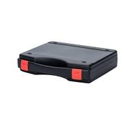 Hellery Valigetta Porta Attrezzi Custodia Rigida Scatola Protettiva Contenitore Strumentazione in Plastica PP con Interno, Valigetta Portautensili Nera Con Chiusure Rosse, Dimensioni 310x230x62mm