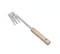 Hellery Zappa in Acciaio Inox Attrezzo da Giardinaggio Multiuso per Diserbare Estirpatore Manico Ergonomico per Scavare Terreni Compatti Adatto per Orto Terrazzo Giardino , 1 PC , Zappa Piatta 3 Denti