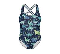HELLHERO Costume intero per bambine 5-14 con spalline incrociate sulla schiena, Dinosauro, 13-14 Anni