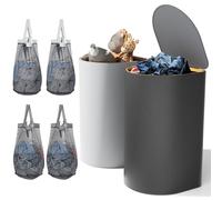 HELLKOPF 2 Cesto Portabiancheria con Coperchio - 140L Cesto Biancheria Sporca - 4 Sacchi Portabiancheria - Grigio Chiaro e Grigio Scuro Cesto per il Bucato Pieghevole per Camere da Letto, Lavanderia