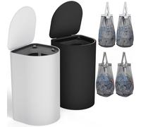 HELLKOPF Confezione da 2 cesti per la biancheria con coperchio, 140 l, grande capacità, con 2 scomparti per ordinare la biancheria sporca, 4 sacchetti interni rimovibili, facili da montare, colore: