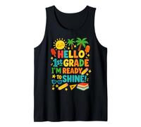 Hello 1st Grade I'm Ready to Shine Back to School Ragazze Ragazzi Canotta