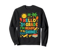 Hello 1st Grade I'm Ready to Shine Back to School Ragazze Ragazzi Felpa