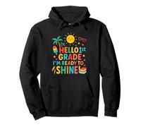 Hello 1st Grade I'm Ready to Shine Funny Back to School Kids Felpa con Cappuccio